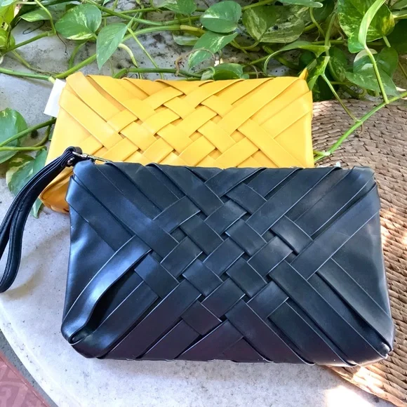 Stunning CLUTCH / SHOULDER BAGS ❤️NWT  TWO HANDBAGS BLACK & MUSTARD CHAIN STRAP - Picture 12 of 15